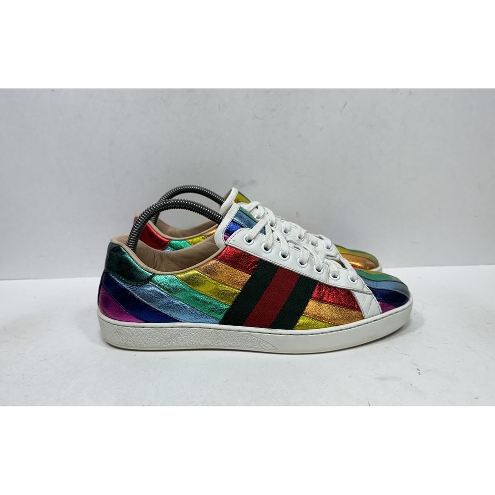 Gucci Ace Metallic Rainbow Shoes Men's Size 6.5 US / UK 6 / Women's 8 473761